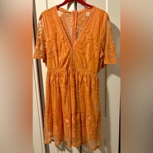 Peach Lined Lace Dress
